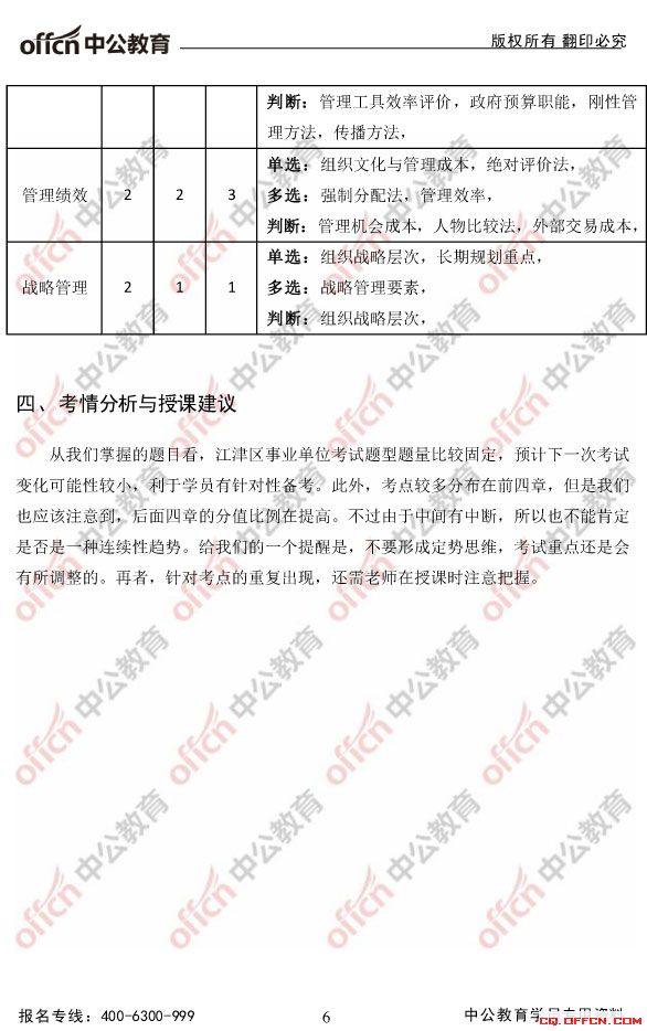 2017重庆江津卫生事业单位《管理基础知识》考情与真题分析6