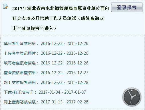 2017湖北省南水北调管理局直属事业单位成绩查询入口1