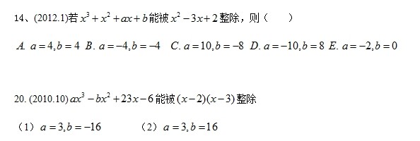 管理类联考综合数学真题应用解析——多项式3